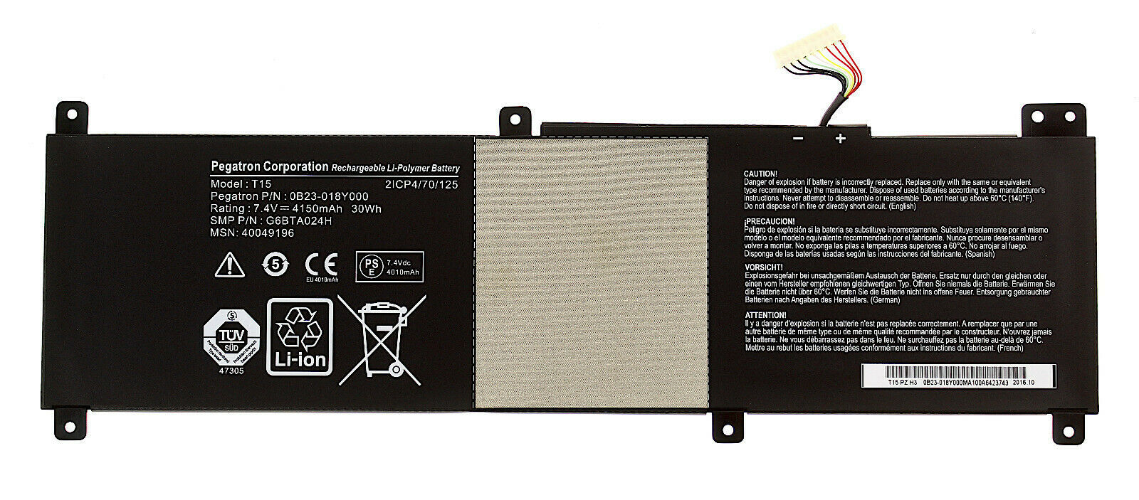 7.4V 4150mAh Medion S6213T S6214T S6413T T15 0B23-018Y000 kompatibelt batterier - Trykk på bildet for å lukke