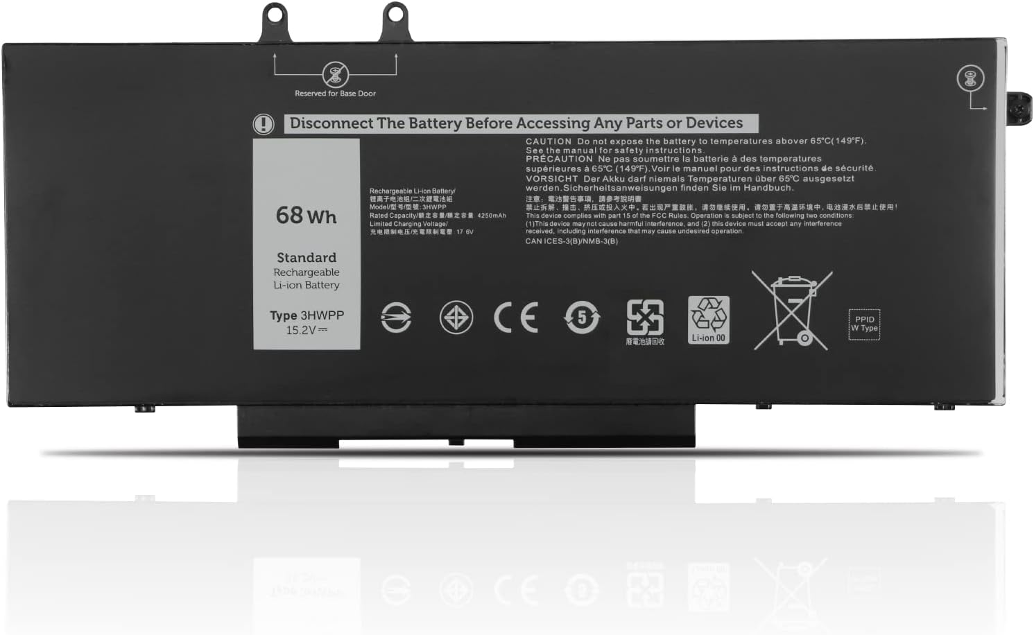 3HWPP Dell Inspiron 10X1J N2NLL 1VY7F 3PCVM 401D9 JG75F 451-BCMN kompatibelt batterier
