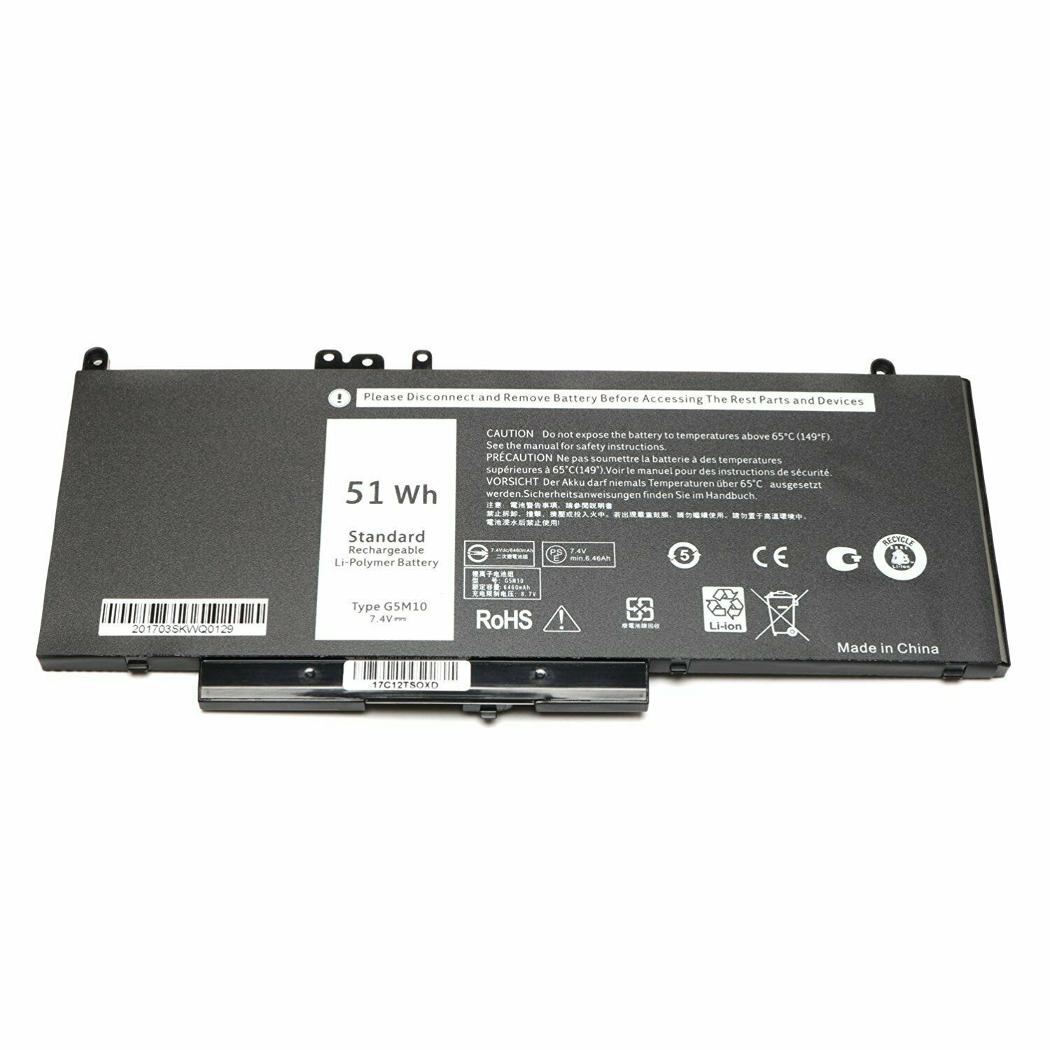 DELL LATITUDE E5250 E5270 E5450 E5470 E5550 E5570 G5M10 WYJC2 F5WW5 kompatibelt batterier