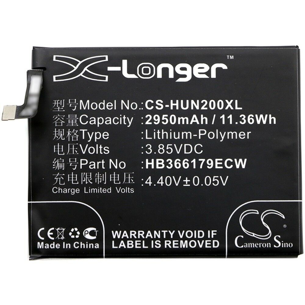 Li-Polymer Huawei Nova 2 II PIC-AL00 TL00 HB366179ECW 2950mAh kompatibelt batterier - Trykk på bildet for å lukke